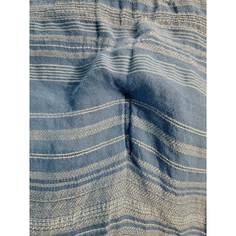 Hollister XS/S Women's Cotton Blue White Stripe Kimono Style Jacket Crochet Lace